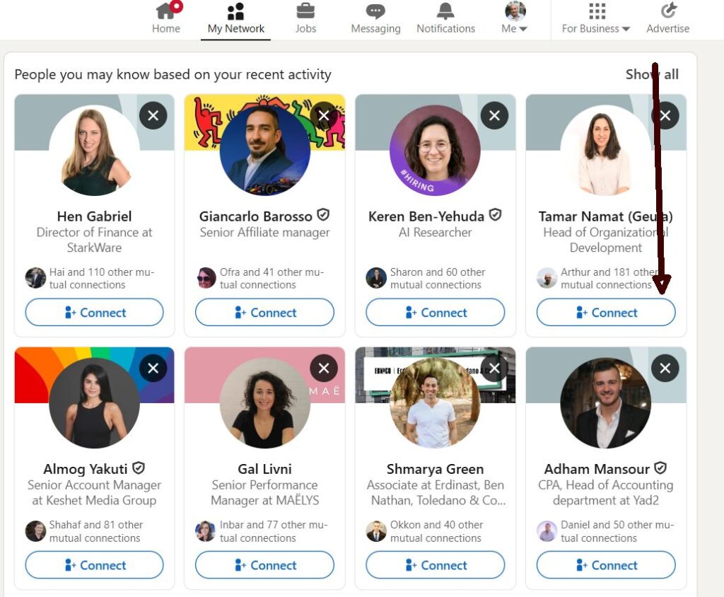 הבחירה המאוד ספקטיבית של יצירת חיבור עם אנשי הקשר הרלוונטיים בלבד לתחום העיסוק שלי היא קריטית ביותר